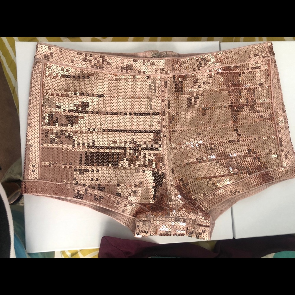 Authentic Herver Leger Rose Gold Sequin Shorts
